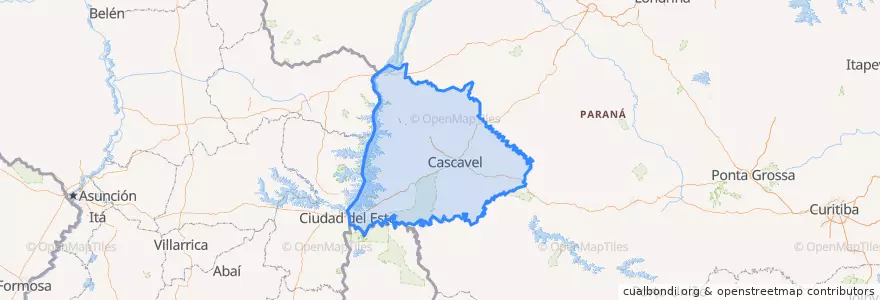 Mapa de ubicacion de Região Geográfica Intermediária de Cascavel.