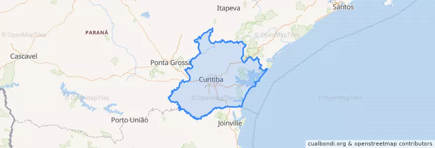 Mapa de ubicacion de Região Geográfica Intermediária de Curitiba.
