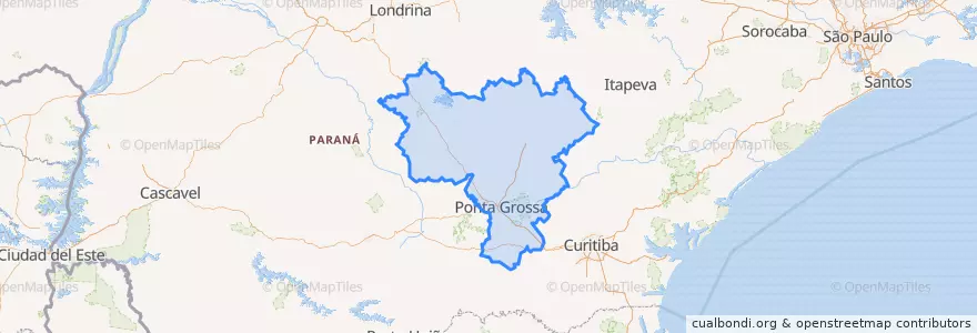 Mapa de ubicacion de Região Geográfica Intermediária de Ponta Grossa.