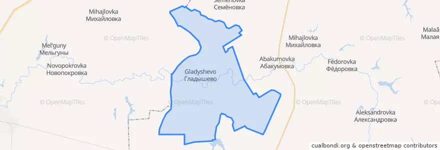 Mapa de ubicacion de Гладышевский сельсовет.