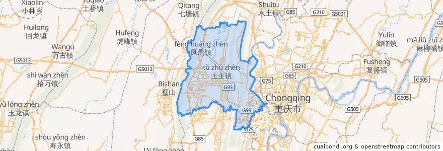 Mapa de ubicacion de Shapingba District.