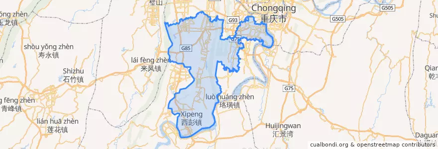 Mapa de ubicacion de 九龙坡区.