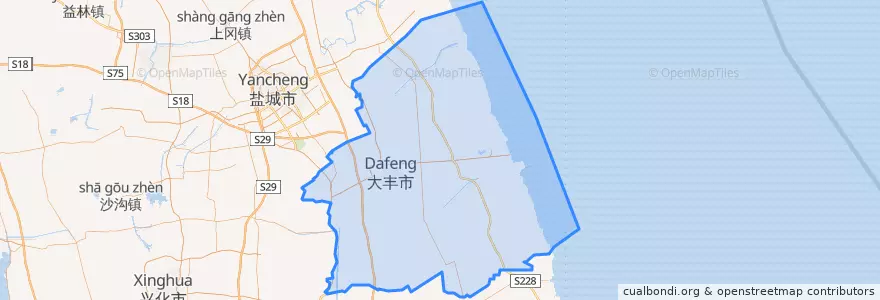Mapa de ubicacion de 大丰市 (Dafeng).