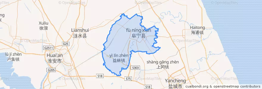 Mapa de ubicacion de Funing County.