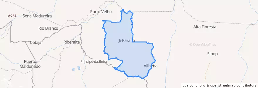 Mapa de ubicacion de Região Geográfica Intermediária de Ji-Paraná.