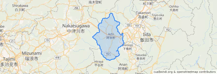 Mapa de ubicacion de 阿智村.