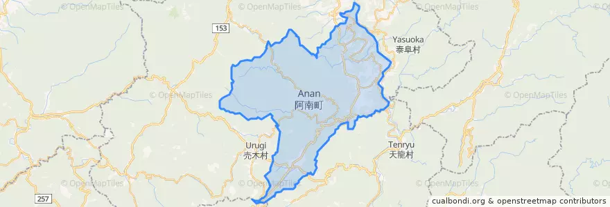 Mapa de ubicacion de 阿南町.