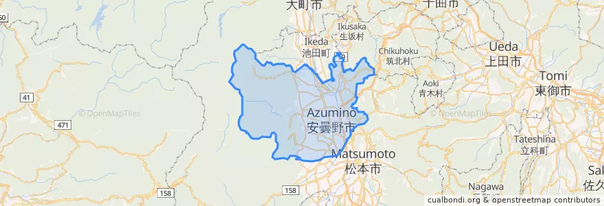 Mapa de ubicacion de 安曇野市.