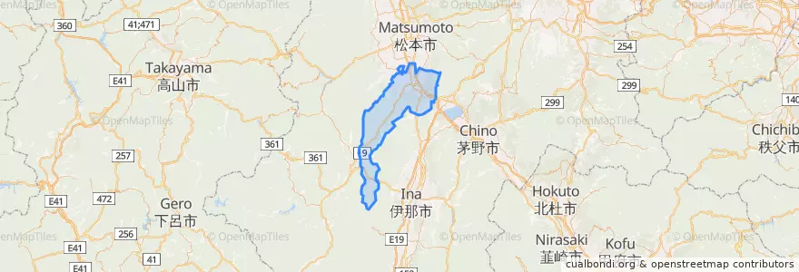 Mapa de ubicacion de Shiojiri.