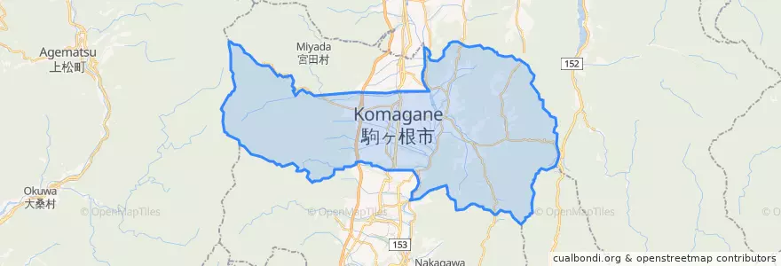 Mapa de ubicacion de Komagane.
