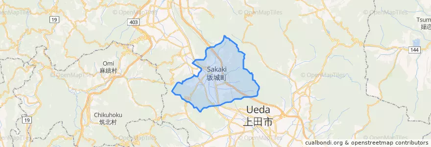 Mapa de ubicacion de 坂城町.