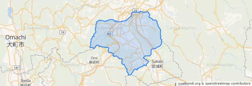 Mapa de ubicacion de 千曲市.
