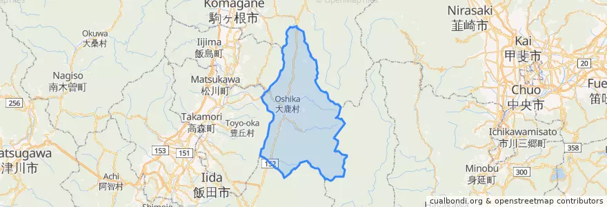 Mapa de ubicacion de 大鹿村.