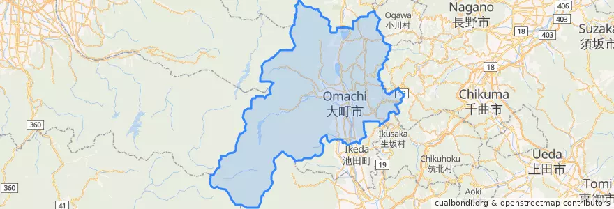 Mapa de ubicacion de 大町市.