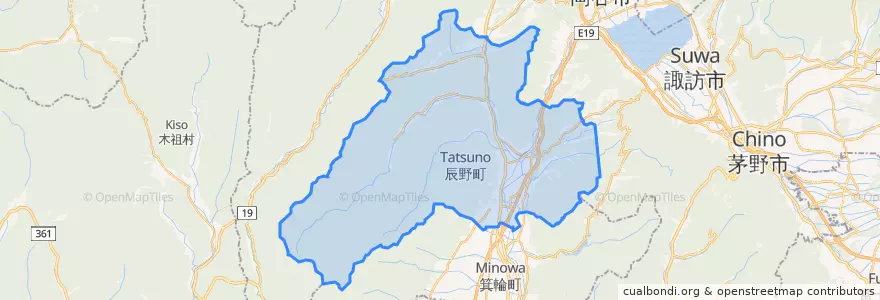 Mapa de ubicacion de 辰野町.