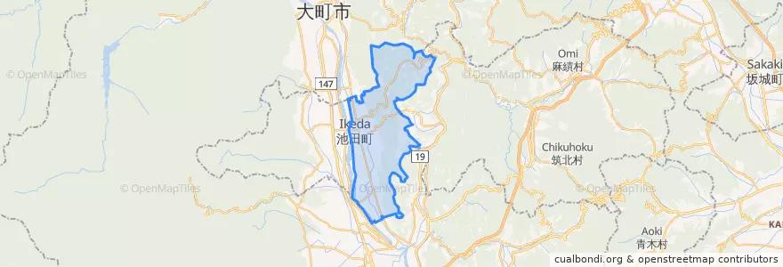 Mapa de ubicacion de 池田町.