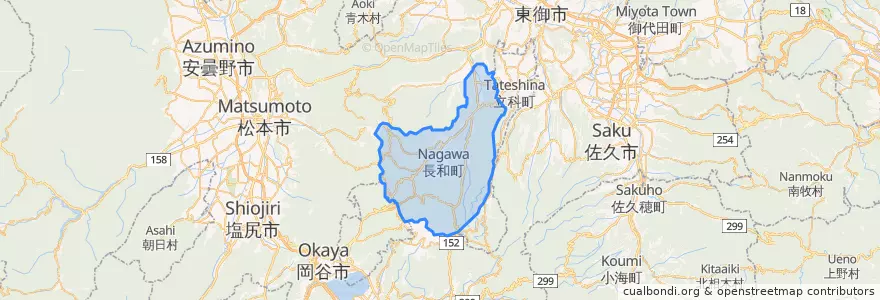 Mapa de ubicacion de 長和町.