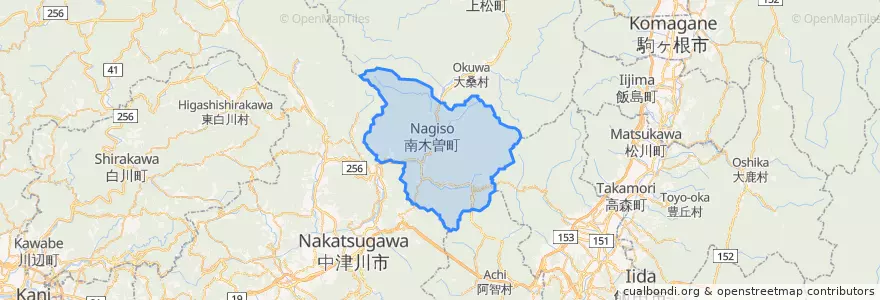 Mapa de ubicacion de 南木曽町.
