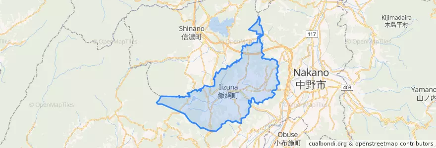 Mapa de ubicacion de 飯綱町.