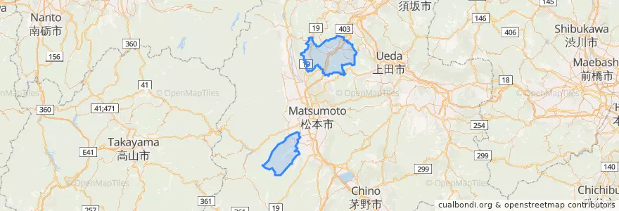 Mapa de ubicacion de Higashichikuma County.
