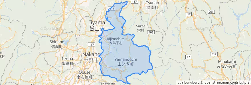 Mapa de ubicacion de 下高井郡.