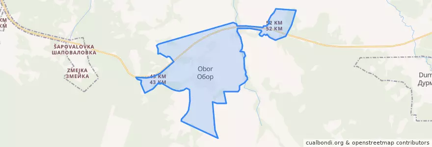 Mapa de ubicacion de Оборское сельское поселение.