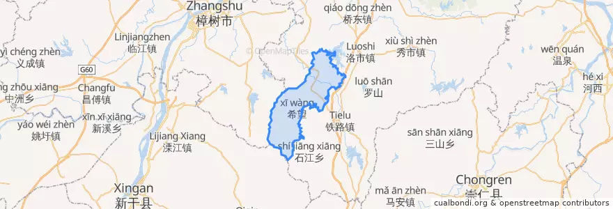 Mapa de ubicacion de 荷湖乡.
