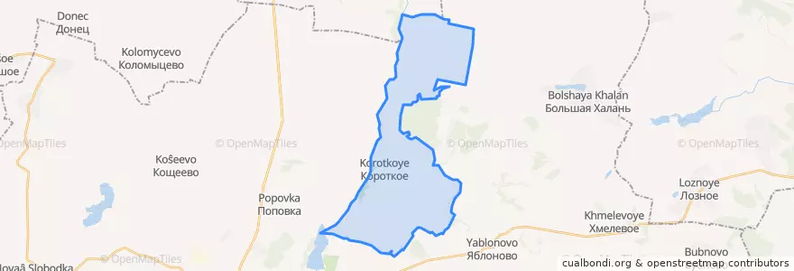 Mapa de ubicacion de Коротковское сельское поселение.
