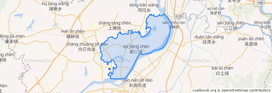 Mapa de ubicacion de 曲江镇.