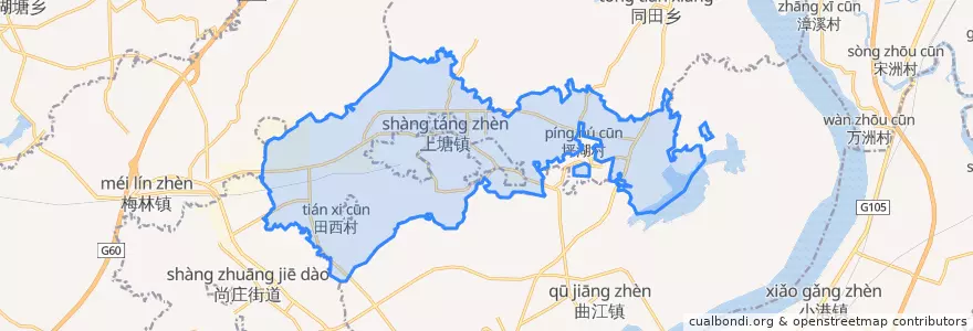 Mapa de ubicacion de 上塘镇.