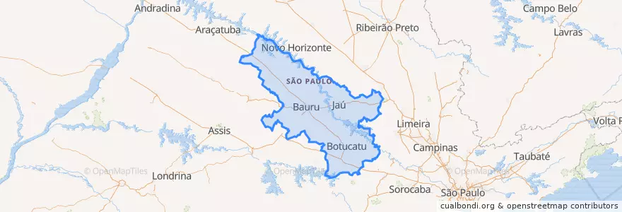 Mapa de ubicacion de Região Geográfica Intermediária de Bauru.