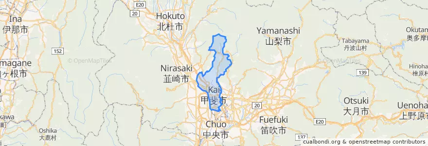 Mapa de ubicacion de 甲斐市.