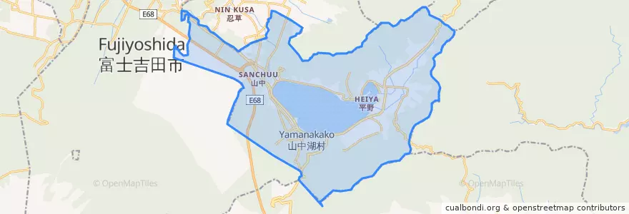 Mapa de ubicacion de 山中湖村.