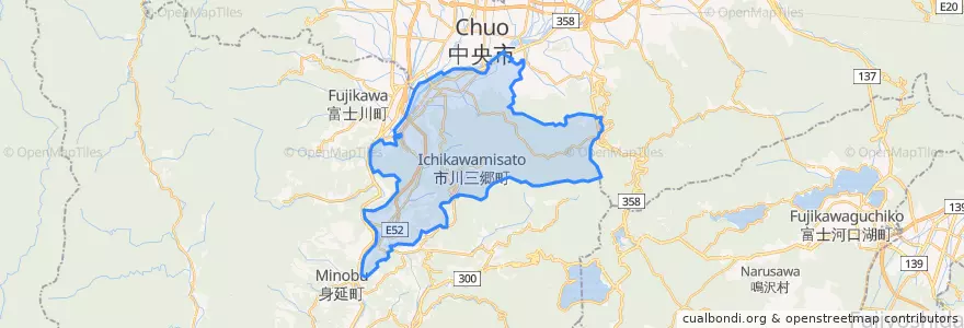 Mapa de ubicacion de 市川三郷町.