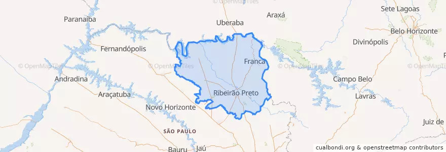 Mapa de ubicacion de Região Geográfica Intermediária de Ribeirão Preto.