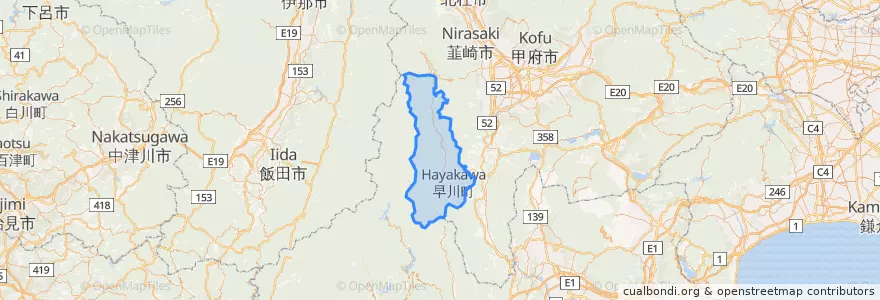 Mapa de ubicacion de 早川町.