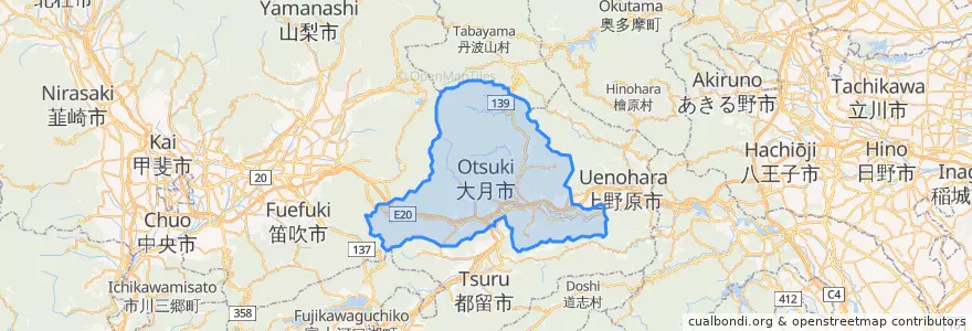 Mapa de ubicacion de Otsuki.