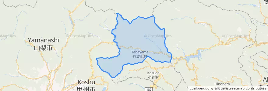 Mapa de ubicacion de 丹波山村.