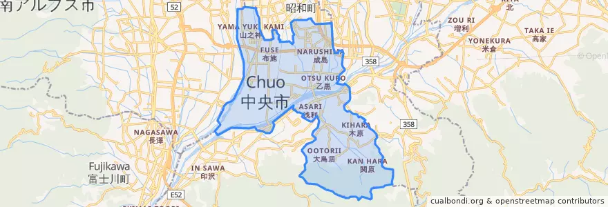 Mapa de ubicacion de Chuo.