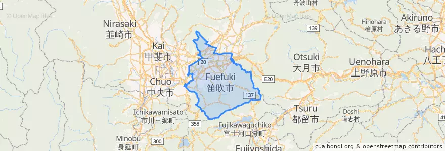 Mapa de ubicacion de Fuefuki.
