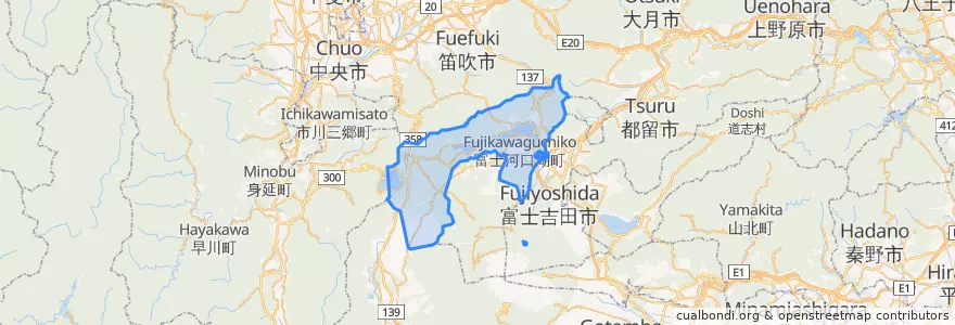 Mapa de ubicacion de 富士河口湖町.