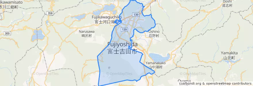 Mapa de ubicacion de 富士吉田市.