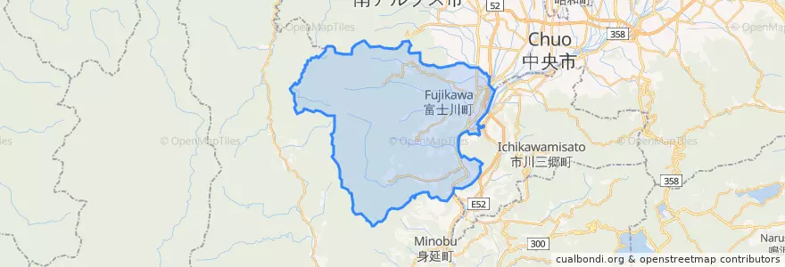 Mapa de ubicacion de 富士川町.