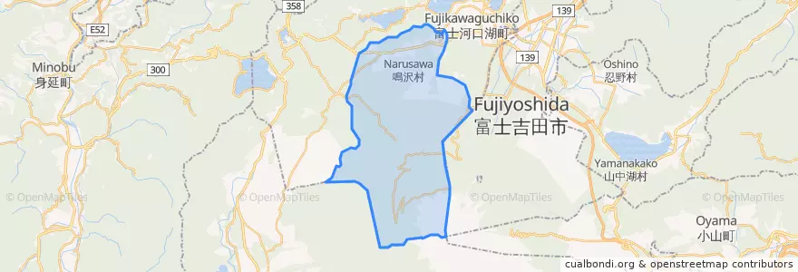 Mapa de ubicacion de 鳴沢村.