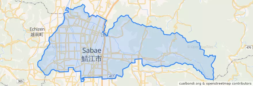 Mapa de ubicacion de 鯖江市.