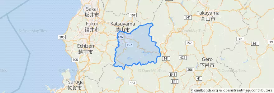 Mapa de ubicacion de 大野市.