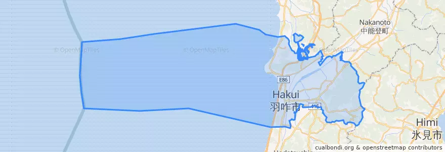 Mapa de ubicacion de 羽咋市.