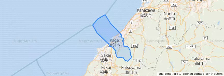 Mapa de ubicacion de 加賀市.