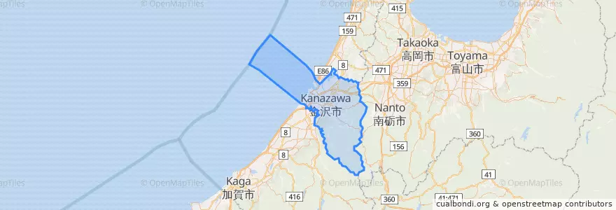 Mapa de ubicacion de Kanazawa.