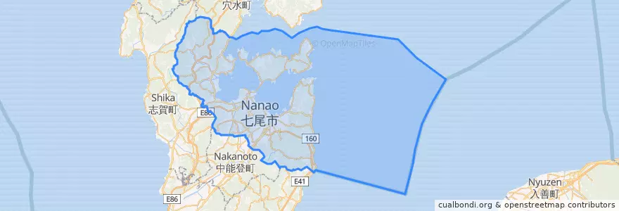 Mapa de ubicacion de 七尾市.